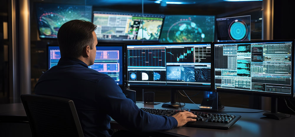 Man working in a Network Operations Center